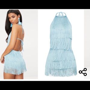 Baby Blue Fringe Romper